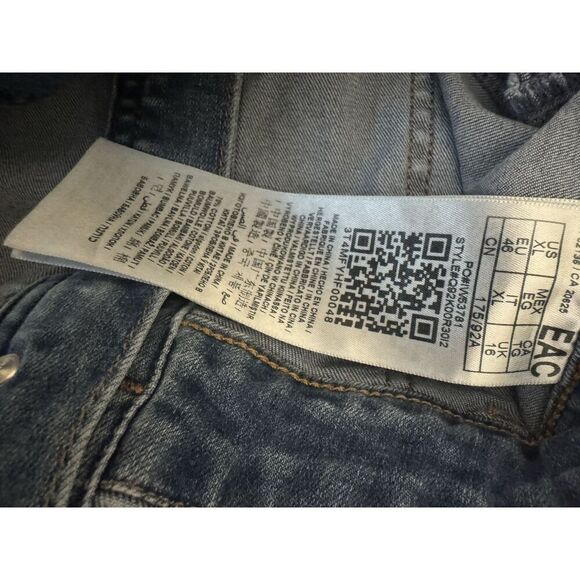 Vtg GUESS JEANS Denim Mini Dress Button Down Bib Overall Front Skater XL Y2K - Picture 6 of 6